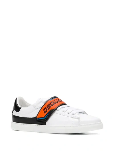 Shop Dsquared2 Branded Strap Lo-top Sneakers In White