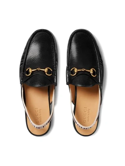 Shop Gucci Stripe Slingback Slipper In Black