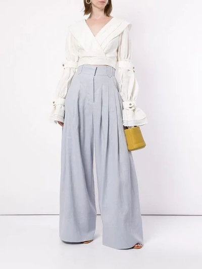 Shop Aje Wendy Trousers In Blue