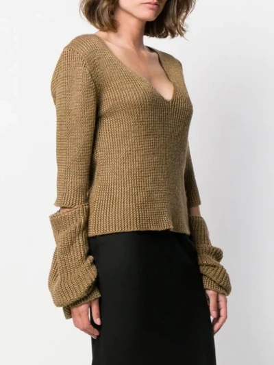 Shop Ann Demeulemeester Knitted Top In Brown