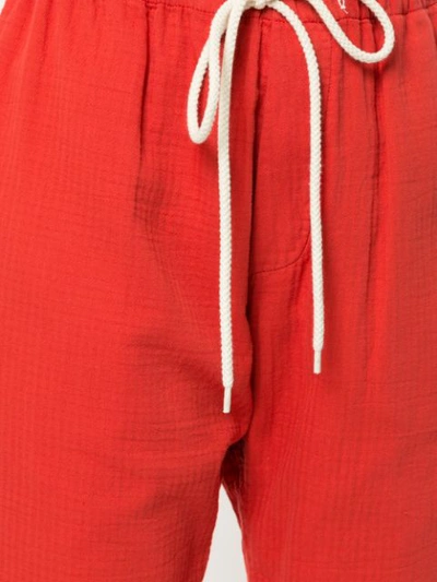 Shop Bassike Washed Herringbone Cropped Trousers - Red