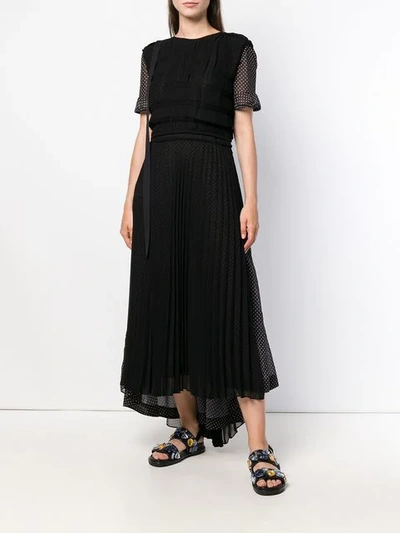 Shop Loewe Polka Dot Pleated Dress In Black