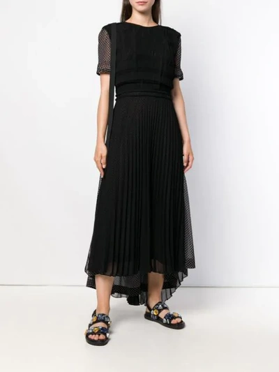 Shop Loewe Polka Dot Pleated Dress In Black