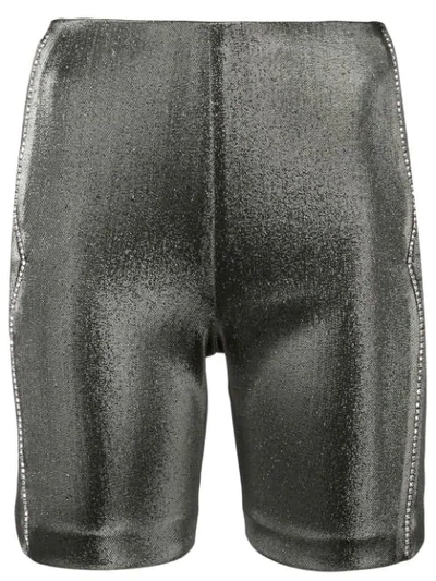 Shop Area Metallic Fitted Shorts - Grey