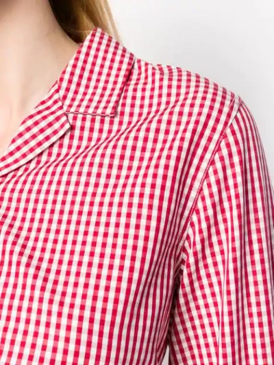 Shop Jourden Flared Sleeve Gingham Shirt In C556 Red Multi