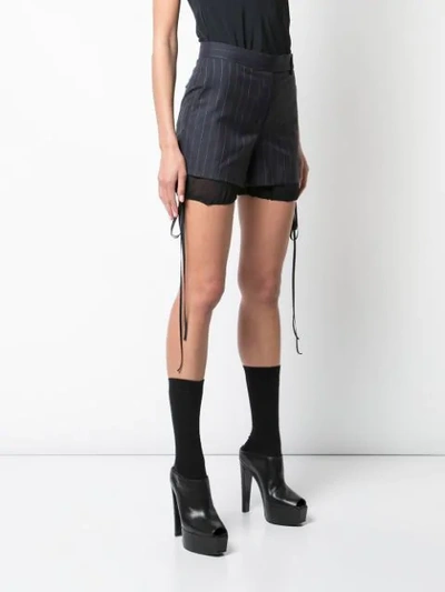Shop Vera Wang Striped Bloomer Detail Shorts In Blue