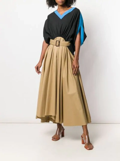Shop Jw Anderson A-line Belted Dress In Brown