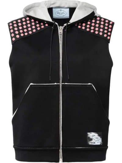 Shop Prada Sleeveless Studded Jacket - Black