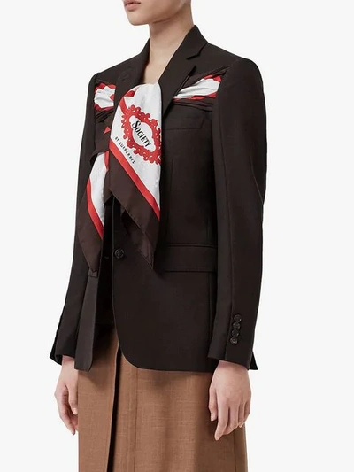 Burberry Silk Scarf Detail Wool Tailored Jacket In Coffee