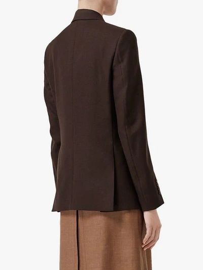 Shop Burberry Silk Scarf Detail Wool Tailored Jacket In Coffee