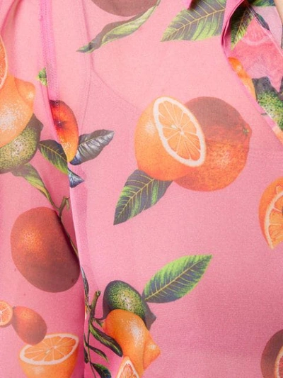 Shop Msgm Fruit Print Sheer Blouse In Pink