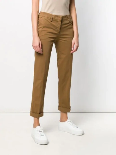 Shop Aspesi Slim Cropped Trousers In Brown