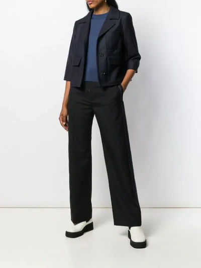 Shop Marni Cropped Fitted Jacket In Blue