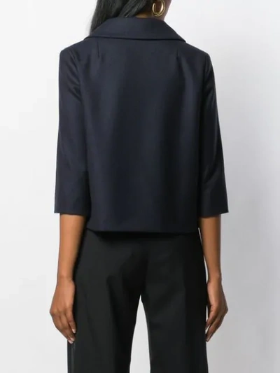 Shop Marni Cropped Fitted Jacket In Blue