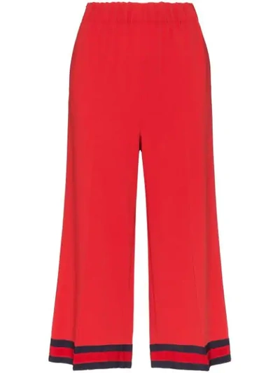 Shop Gucci Stripe-trimmed Culottes In Red