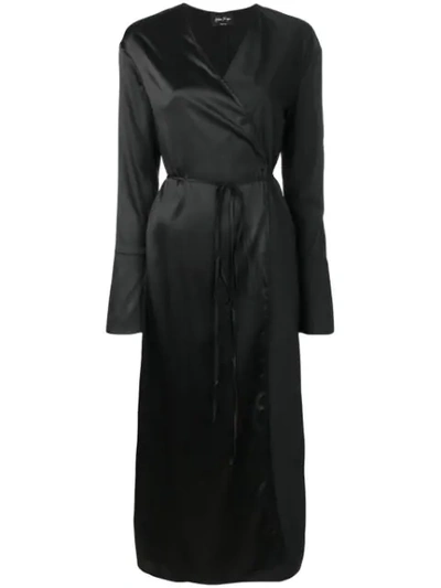 Shop Andrea Ya'aqov Long Wrap Dress In Black