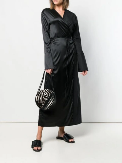 Shop Andrea Ya'aqov Long Wrap Dress In Black