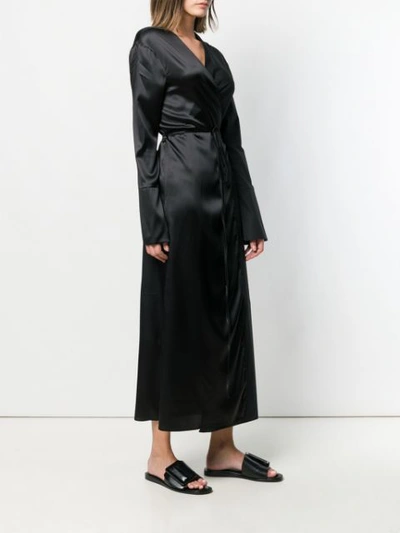 Shop Andrea Ya'aqov Long Wrap Dress In Black