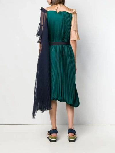 Shop Sacai Asymmetric Dress - Green