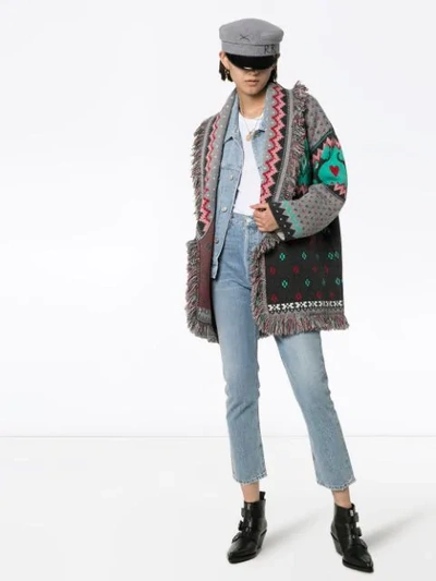 Shop Alanui Elephant Fairisle Cashmere Cardigan In Multicolour