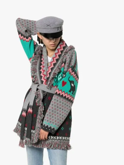 Shop Alanui Elephant Fairisle Cashmere Cardigan In Multicolour