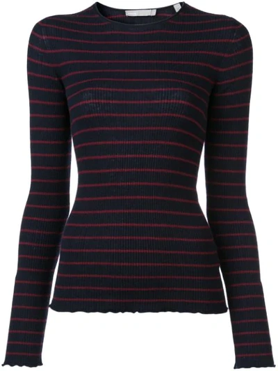 Shop Vince Stripe Ribbed Knit Sweater - Blue