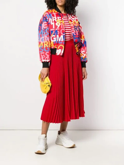 Shop Msgm Pleated Midi Skirt In Red