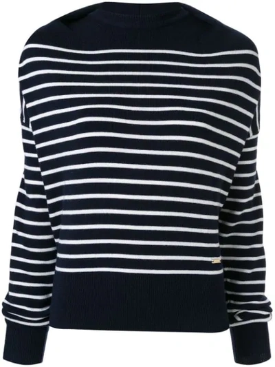 Shop Jw Anderson Knit Striped Sweater In Blue