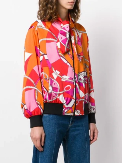 Shop Msgm Rope Print Bomber Jacket In Orange