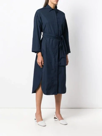 Shop Odeeh Side Slit Boxy Shirt Dress In Blue