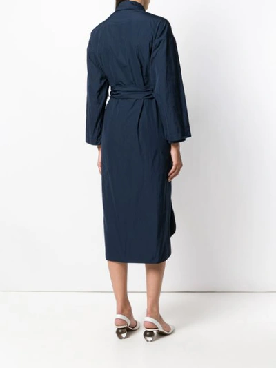 Shop Odeeh Side Slit Boxy Shirt Dress In Blue