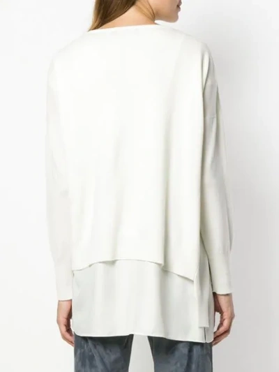Shop Fabiana Filippi Layered Knit Jumper In White