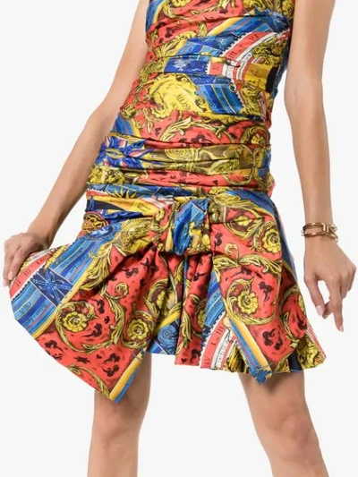 Shop Moschino Baroque-print Ruched Dress In 1888 Multicoloured