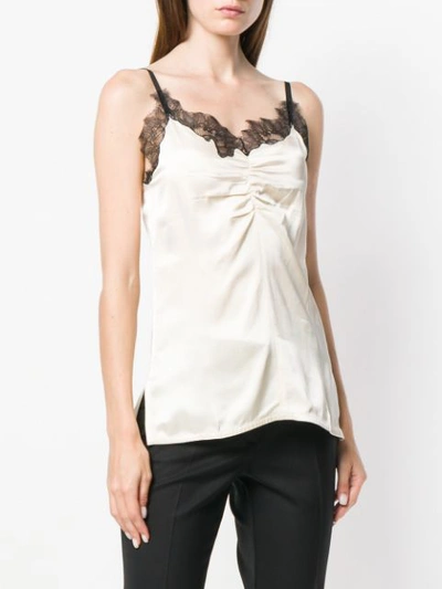 Shop Helmut Lang Lace Trimmed Camisole In Neutrals