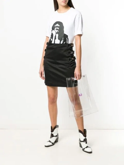 Shop Helmut Lang Buckle Straight Skirt In Black