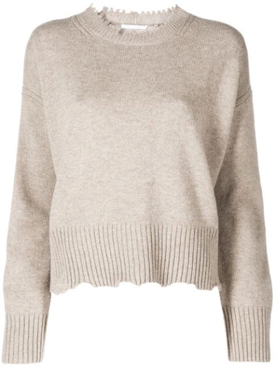 Shop Helmut Lang Distressed Knitted Jumper In Neutrals