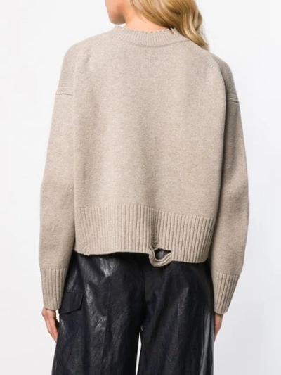 Shop Helmut Lang Distressed Knitted Jumper In Neutrals