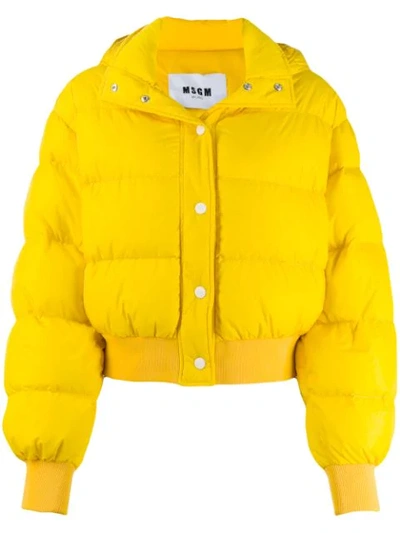 Shop Msgm Hooded Puffer Jacket In 06 Giallo
