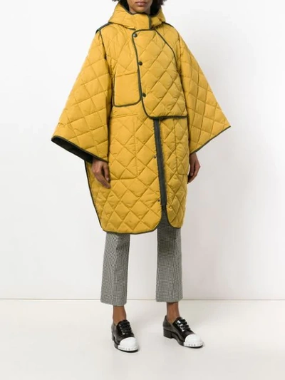 Shop Henrik Vibskov Quilted Oversize Coat In Yellow