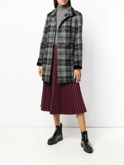 Shop Fay Lobster Fastening Checked Coat In Blue