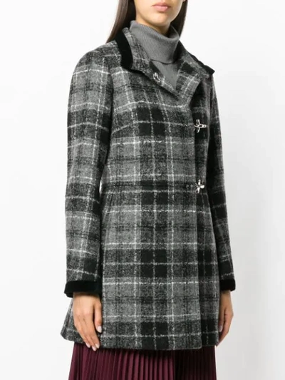 Shop Fay Lobster Fastening Checked Coat In Blue