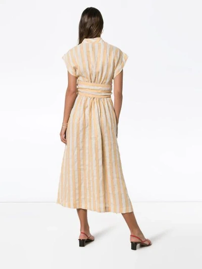 Shop Three Graces Clarissa Striped Tie-waist Dress In Neutrals