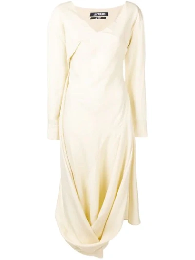 Shop Jacquemus Draped Dress - Yellow