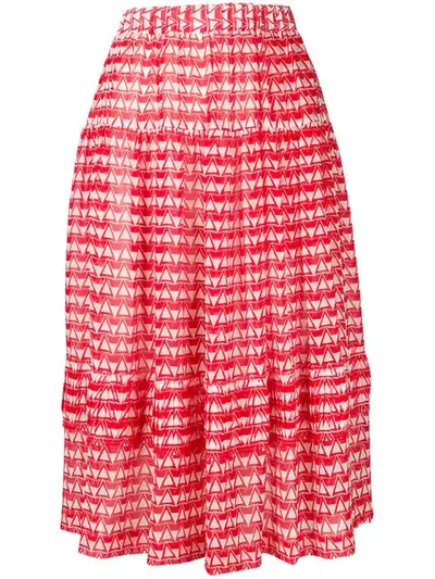 Shop Comme Des Garçons Comme Des Garçons Geometric Print Skirt - Red