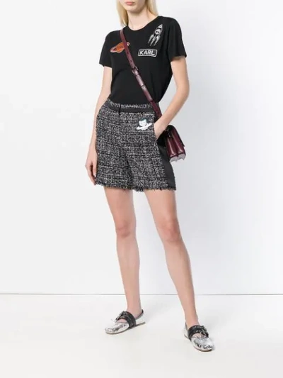 Shop Karl Lagerfeld Space Karl Boucle Shorts In Black