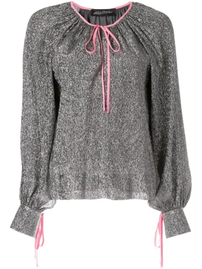 Shop Anna October Ribbon Tied Blouse In Grey