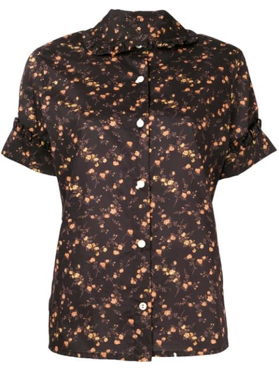 Shop Vivienne Westwood Anglomania Floral Print Short Sleeve Shirt In Black