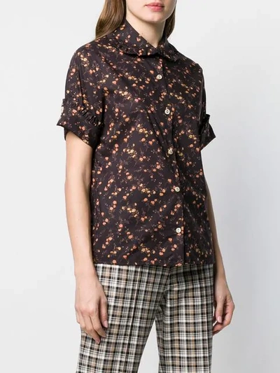 Shop Vivienne Westwood Anglomania Floral Print Short Sleeve Shirt In Black