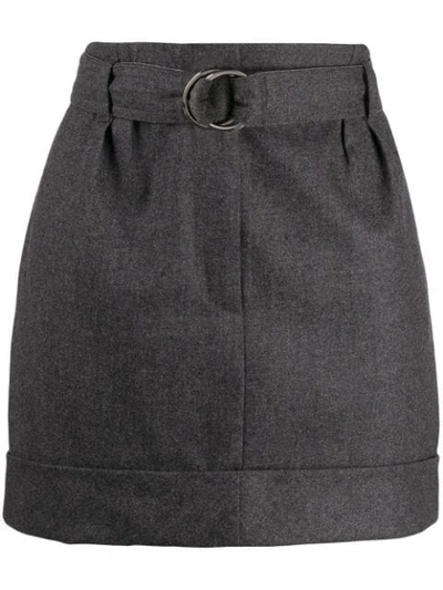 Shop Brunello Cucinelli Belted Mini Skirt In Grey
