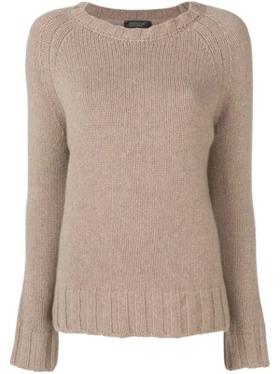 Shop Aragona Slash Neck Sweater In Brown